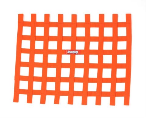 RaceQuip Non-SFI Ribbon Window Nets 721045RQP Net, Non-SFI, Ribbon, Rectangle, Polypropylene, Orange, 24 in. Width, 18 in. Height, Each