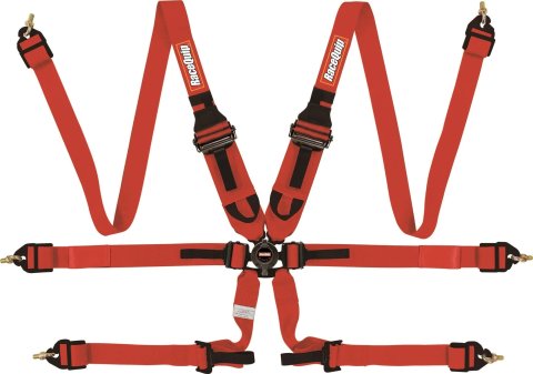 RaceQuip FIA Camlock Harnesses 855015RQP Racing Harness, Camlock, 6-Point, Camlock, Pull Down, 8853-2016, Polyester, Red, Each