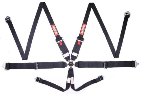 RaceQuip Sportsman Camlock Harnesses 747007RQP Racing Harness, Sportsman, Complete, 6-Point, Camlock, HANS Compatible, SFI 16.1, Polyester, Black, Each