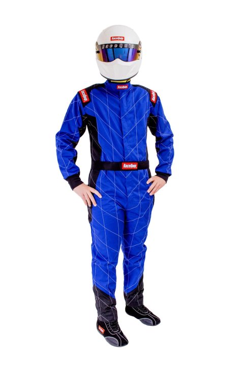 RaceQuip Chevron-1 FRC SFI-1 Suits 130928RQP Suits, One-Piece, Men's 3X-Large, Single Layer, SFI 3.2A/1, Blue, Each