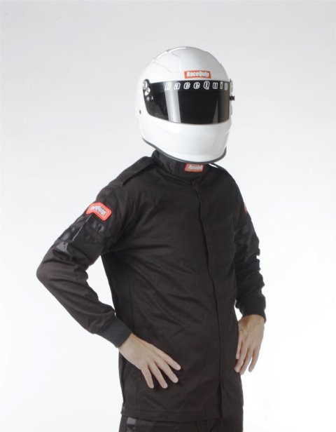 RaceQuip 110 Series Pyrovatex SFI-1 Jackets 111000RQP Driving Jacket, Series, Pyrovatex, Single Layer, Black with Black Stripe, Men's 5X-Large, Each