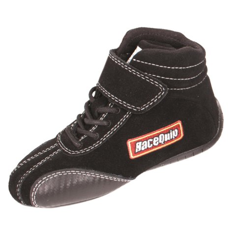 RaceQuip Euro Carbon-L Racing Shoes 30400908RQP Shoes, Mid-top Style, US Youth Shoe Size 8, Pyrovatex Liner, Black, SFI 3.3/5, Pair
