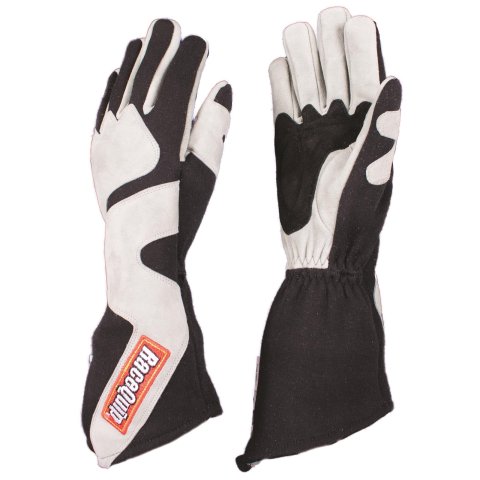 RaceQuip 358 Series Angle-Cut Gloves 358606RQP Driving Gloves, Series, Two Layer, Nomex/Suede, Long Gauntlet Race Gloves, SFI 3.3/5, Black/Gray, X-Large, Pair