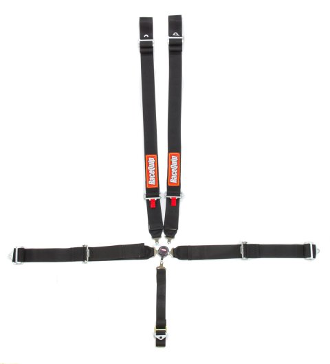 RaceQuip Camlock Harnesses 742002RQP Racing Harness, Sportsman, Complete, 5-Point, Camlock, SFI 16.1, Polyester, Black, Each