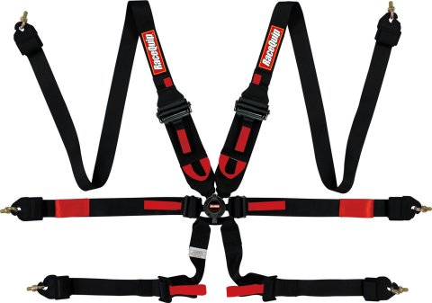RaceQuip FIA Camlock Harnesses 855005RQP Racing Harness, Camlock, 6-Point, Camlock, Pull Down, 8853-2016, Polyester, Black, Each