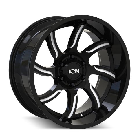 ION Alloy Series 151 Gloss Black Wheels with Milled Face 20x9 Wheel, Series, Aluminum, Black, Face, 20 x 9 in., 5.71 in. Backspace, Each