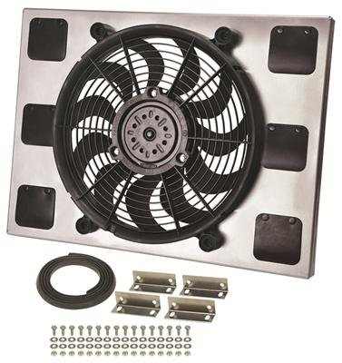 14 Inch 2,100 CFM Derale High-Output Single RAD Fan and Shroud Kit 16827 Electric Fan, Single, in. Diameter, Each