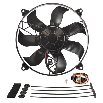 12 Inch 1,350 CFM Derale High-Output Curved Blade Fan 16918 Fan, Electric, Single, cfm., in. Fan, 12.00 in. OD., 3.50 in. Thick, Puller, Each