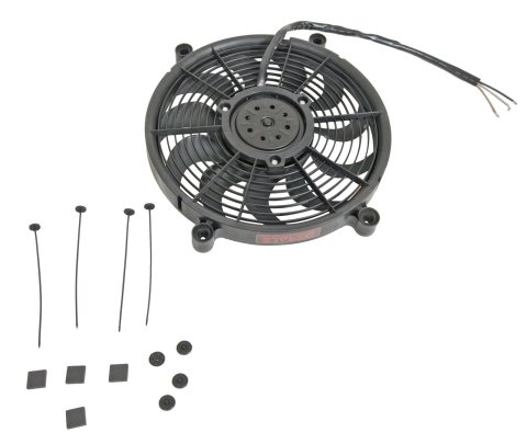 14 Inch 2,100 CFM Derale High-Output Single RAD Fan 16913 Electric Fan, Single, High Output, Pusher, in. Diameter, cfm, 11 Black Plastic Blades, Each