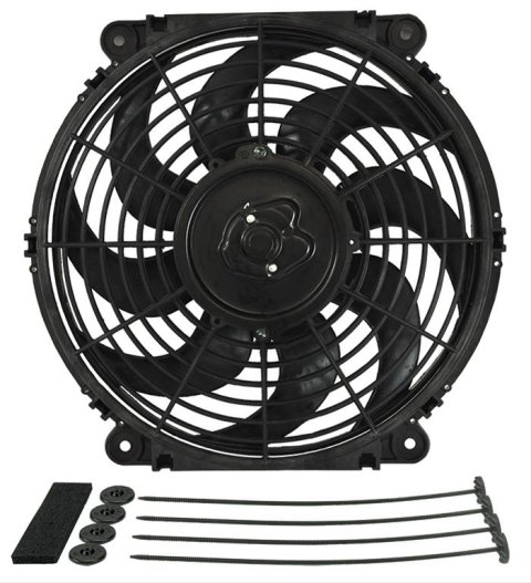 12 Inch 880 CFM Derale Tornado Universal Fan 16622 Electric Fan, Single, in. Diameter, Pusher, Puller, cfm, Black, Plastic, Each