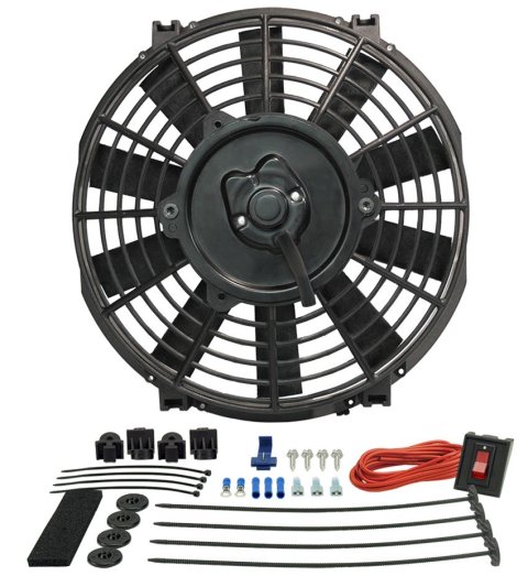 9 Inch 570 CFM Derale Tornado Universal Fan 16509 Electric Fan, Single, in. Diameter, Reversible, cfm, Black, Plastic, Each