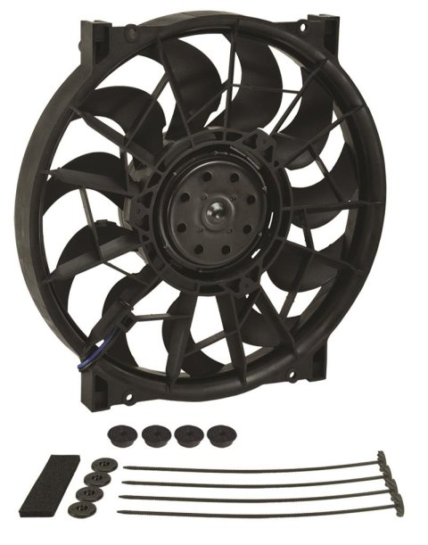 12 Inch 2,000 CFM Derale High-Output Single RAD Fan 16925 Electric Fan, Single, in. Diameter, Pusher, cfm, Black, Plastic, Each