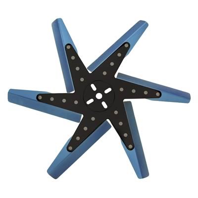 Derale Hi Performance Stainless Steel Flex Fans 19918 Fan, Flex-Type, Performance, Clockwise, 18 in. Diameter, Blue Anodized Aluminum Blades/Steel Hub, Universal, Each