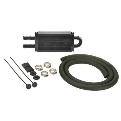 Derale Power Steering Cooler Kits 13213 Cooler, Tube and Fin, Copper/Aluminum, Black, Rubber Hose, Clamps, Kit