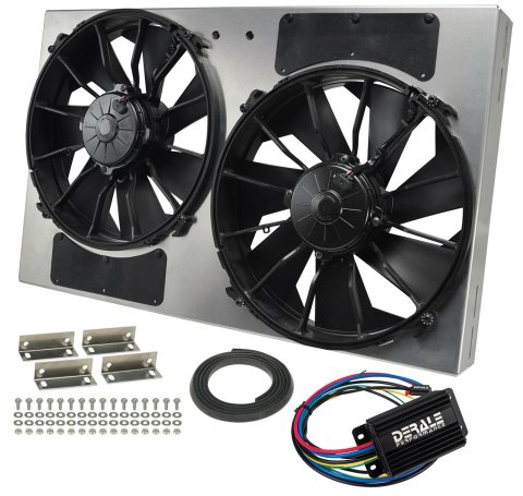 12 Inch 4,000 CFM Derale PWM Electric Fan Powerpacks 66836 Fan, Powerpack Assembly, in. Diameter, Puller, cfm, Black, Plastic, Shroud, Aluminum, Each