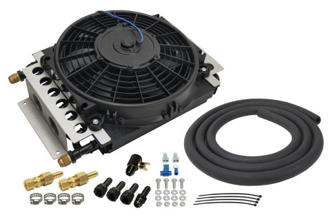Derale Electra-Cool Remote Fluid Coolers 15900 Cooler, Transmission, Fan, Plate, Aluminum, 11.5 in. x 15.75 in. x 5.0 in., -8 AN Inlet, Outlet, Kit