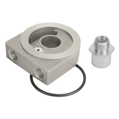 Derale Oil Filter Sandwich Adapters 25773 Adapter, Adapter Style, 18mm x 1.5 Nipple Thread Size, Aluminum, Natural, 0.375 in. Inlet/Outlet, Kit