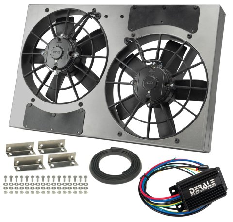 11 Inch 3,750 CFM Derale PWM Electric Fan Powerpacks 66831 Fan, Powerpack Assembly, in. Diameter, Puller, cfm, Black, Plastic, Shroud, Aluminum, Each