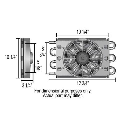 Derale Dyno-Cool Remote Fluid Coolers 12732 Cooler, Tube and Fin, Aluminum, Copper, Black, 13.625 in. x 10.250 in. x 3.625 in., Each
