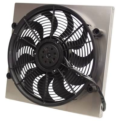 17 Inch 2,400 CFM Derale High-Output Single RAD Fan and Shroud Kit 16819 Electric Fan, Single, in. Diameter, w/Shroud, 18.750 in. Width, 17.625 in. Height, 3.00 in. Thick, Each