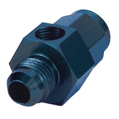 Derale Thermostat and Sending Unit Adapters 35920 Gauge Adapter, Straight, Aluminum, Black, -6 AN Male Thread, -6 AN Female Thread, 1/8 in. NPT Female Thread