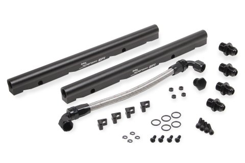 Holley Sniper EFI Fuel Rails 850013 Rails, EFI, Billet Aluminum, Black Anodized, -8 AN Inlet, Hardware, Fittings, for Original Stock Intakes, Chevy, LS, 6.2L, Kit