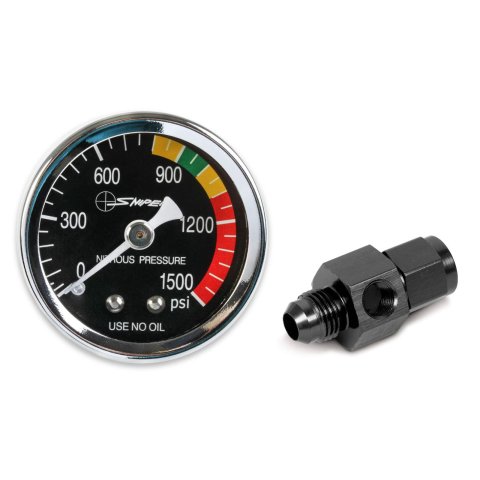 Holley Sniper Nitrous Pressure Gauges 15952NOS Gauge, Pressure, 0-1,500 psi, 1 1/2 in., Analog, Mechanical, Black Face, Each