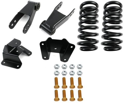 McGaughy's Suspension Lowering Kits 33149 Kit, Coil Spring, Shackle/Hanger, 2.0 in. Front, 4.0 in. Rear, Chevy, GMC