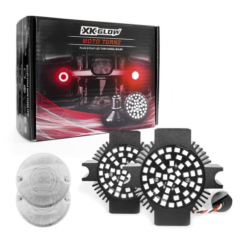 XK Glow Motorcycle LED Turn Signals XK1157F-RR-C Rear Signal Kit - Flat Style Clear Lenses