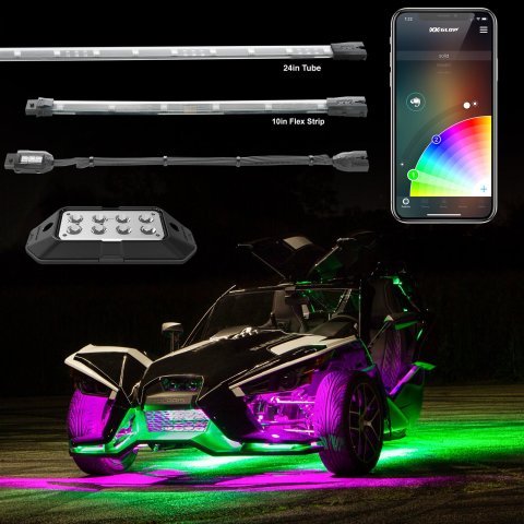 XK Glow XKchrome LED Underglow Light Kits for 2015-2017 SLINGSHOT - XK-SLING-STA Accent Lights, Underlight, XKchrome, LED, Multicolor, Waterproof, Polaris, Slingshot, Kit