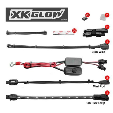 XK Glow Motorcycle LED Accent Kits XK034001-A Amber - 8xPod + 2x8-in.Strips Single Color XKGLOW Light Kit