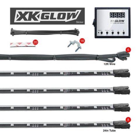 XK Glow Remote Control LED Undercar Light Kits XK041006 Accent Lights, Kit, Multicolor, Waterproof, Wireless Key Fob, Kit