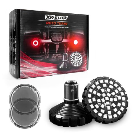 XK Glow Motorcycle LED Turn Signals XK1156B-R-S Rear Signal Kit - 1156 Bullet Style Smoked Lenses