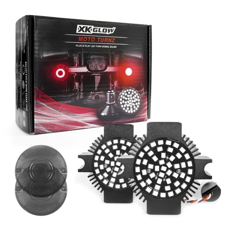 XK Glow Motorcycle LED Turn Signals XK1157F-RR-S Rear Signal Kit - Flat Style Smoked Lenses