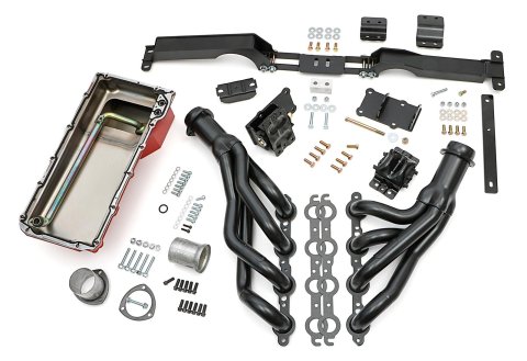 Trans-Dapt Performance Swap-In-A-Box Complete Engine Swap Kits 48062 Kit, Headers, Steel, Silver Ceramic Coated, Motor Mounts, Oil Pan, Pickup, Gaskets, Hardware, Chevy, LS, Kit