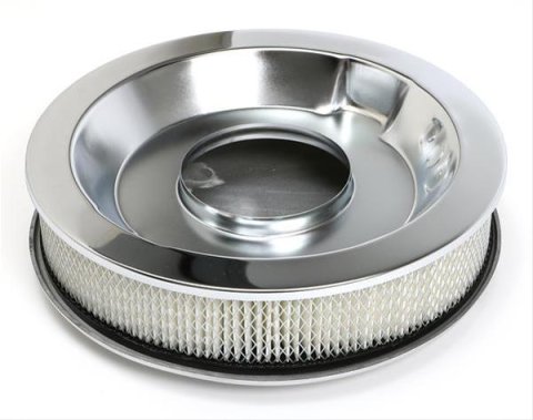 Trans-Dapt Performance Aluminum Air Cleaners 6706 Cleaner Assembly; Cleaner; Finned; Round; Polished; 14 in.; 5 1/8 in. Neck; Use Filter PN[211