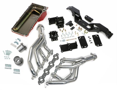 Trans-Dapt Performance Swap-In-A-Box Complete Engine Swap Kits 42012 Kits, Complete, Mid-length Silver Ceramic Coated Headers, Motor Mounts, Red Oil Pan, Chevy, Pontiac, 4.8L, 5.3L, 6.0L, Kit