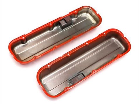Trans-Dapt Performance Products Valve Covers 9998 Covers, Short, Steel, Orange Powdercoated, Baffled, Chevrolet, Big Block, Pair