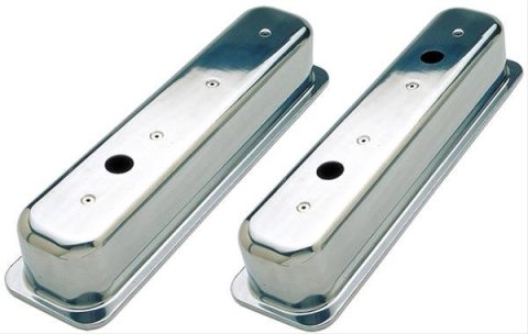 Trans-Dapt Performance Diecast Aluminum Valve Covers 6989 Covers, Tall, Cast Aluminum, Polished, Plain, Centerbolt, Chevy, Small Block, Pair