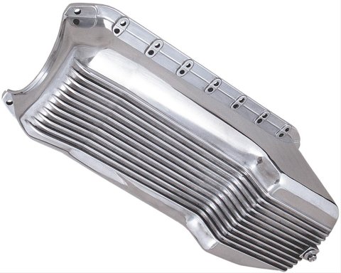 Trans-Dapt Performance Aluminum Oil Pans 9004 Pan, Cast Aluminum, Finned, Polished, 4 qt., Chevy, Small Block, Each