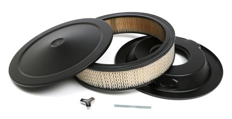 Trans-Dapt Performance Asphalt Black Air Cleaners 8640 Cleaner, Black, Round, Dropped Base, 14 in. Diameter, White Paper Filter, 3 in Filter Height, Each