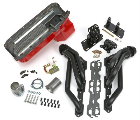 Trans-Dapt Performance Swap-In-A-Box Complete Engine Swap Kits 99085 Kit, Headers, Steel, Black Ceramic Coated, Motor Mounts, Oil Pan, Pickup, Gaskets, Hardware, Chevy, Small Block, Kit