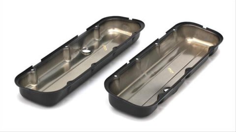 Trans-Dapt Performance Products Valve Covers 8691 CHEVY 396-502 SHORT ASPHALT BLACK POWDER COATED VALVE COVERS- UNBAFFLED