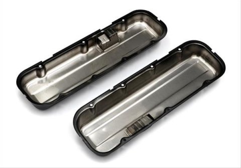Trans-Dapt Performance Products Valve Covers 8693 CHEVY 396-502 SHORT ASPHALT BLACK POWDER COATED BAFFLED VALVE COVERS