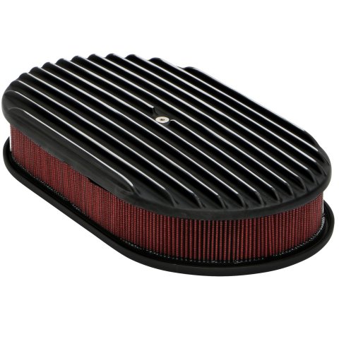 Trans-Dapt Performance Products Air Cleaners 7468 Cleaner, Black Finned Oval Cleaner Kit 15" X 2" Paper Element Full Finned Style