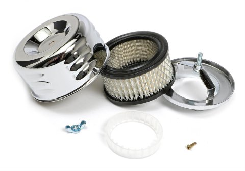 Trans-Dapt Performance Chrome Air Cleaners 2339 Filter Assembly, 4 5/8 in. Diameter, Round, Raised Base, Steel, Chrome, 2 in. Filter Height, Each