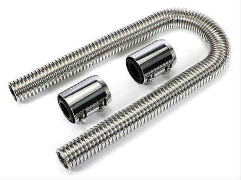 Trans-Dapt Performance Stainless Steel Radiator Hose Kits 8205 Hose, Steel, Polished, 36 in. Length, with 1.25 in., 1.50 in. Adapter Ends, Chrome, Each
