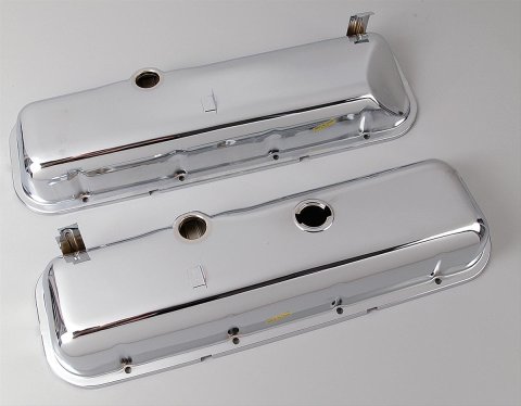 Trans-Dapt Performance Chrome Valve Covers 9504 Covers, Stock Height, Steel, Chrome, Plain, Chevy, Big Block, Pair