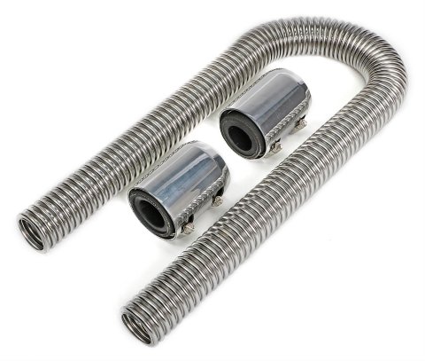 Trans-Dapt Performance Stainless Steel Radiator Hose Kits 8204 Hose, Steel, Polished, 36 in. Length, with 1.25 in., 1.50 in. Adapter Ends, Polished, Each