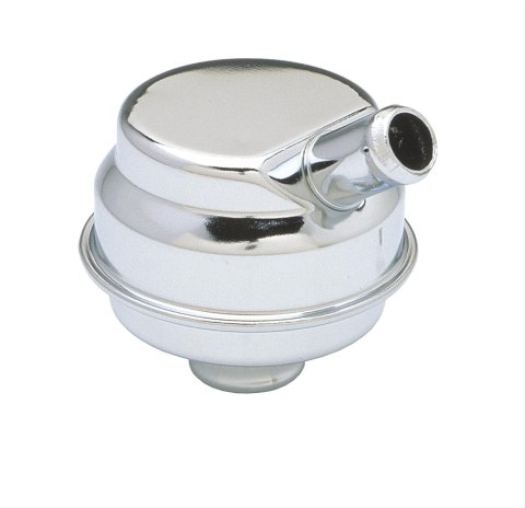 Trans-Dapt Performance Chrome Valve Cover Breathers 9169 Breather, Push-In, Round, Steel, Chrome, Plain, Each